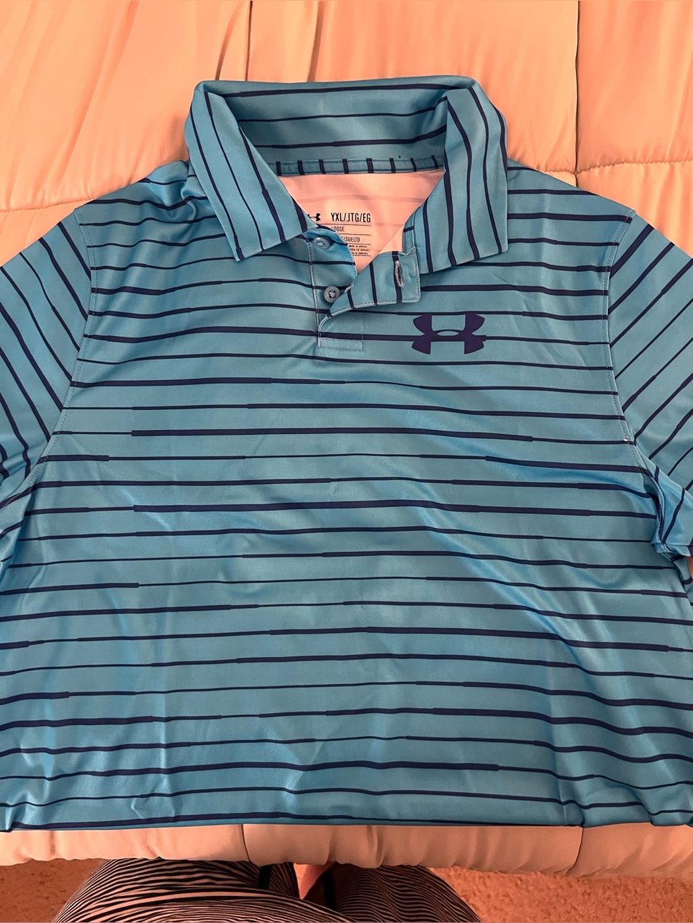 NWOT Under Armour Blue Striped Polo